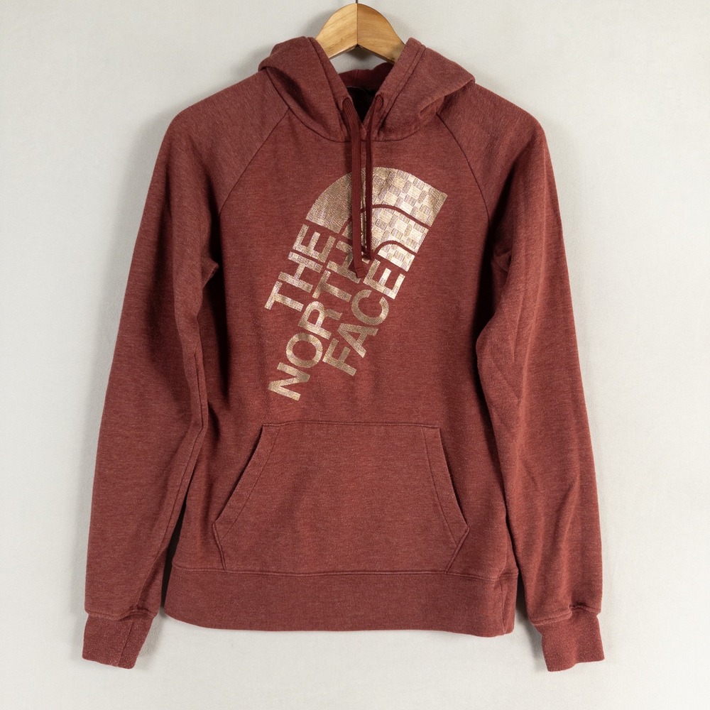 The North Face Hoodie Sweatshirt Womens Sz Small Dark Red Pullover Logo Casual